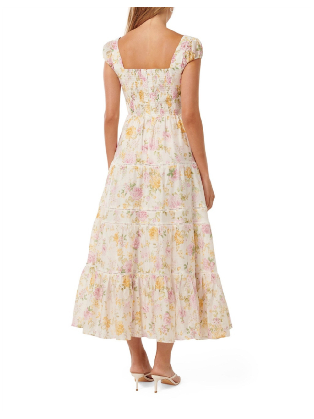 Ever New Romana CottageCore Tiered Floral Puff Sleeve Maxi Dress Size 12 Boho - Picture 3 of 16